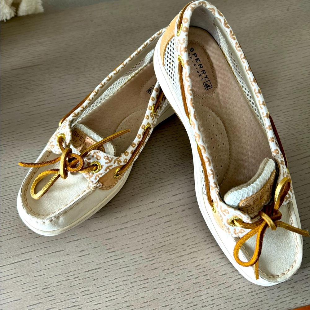 NEW Sperry Top Slider Boat Shoes with Anchor Pattern